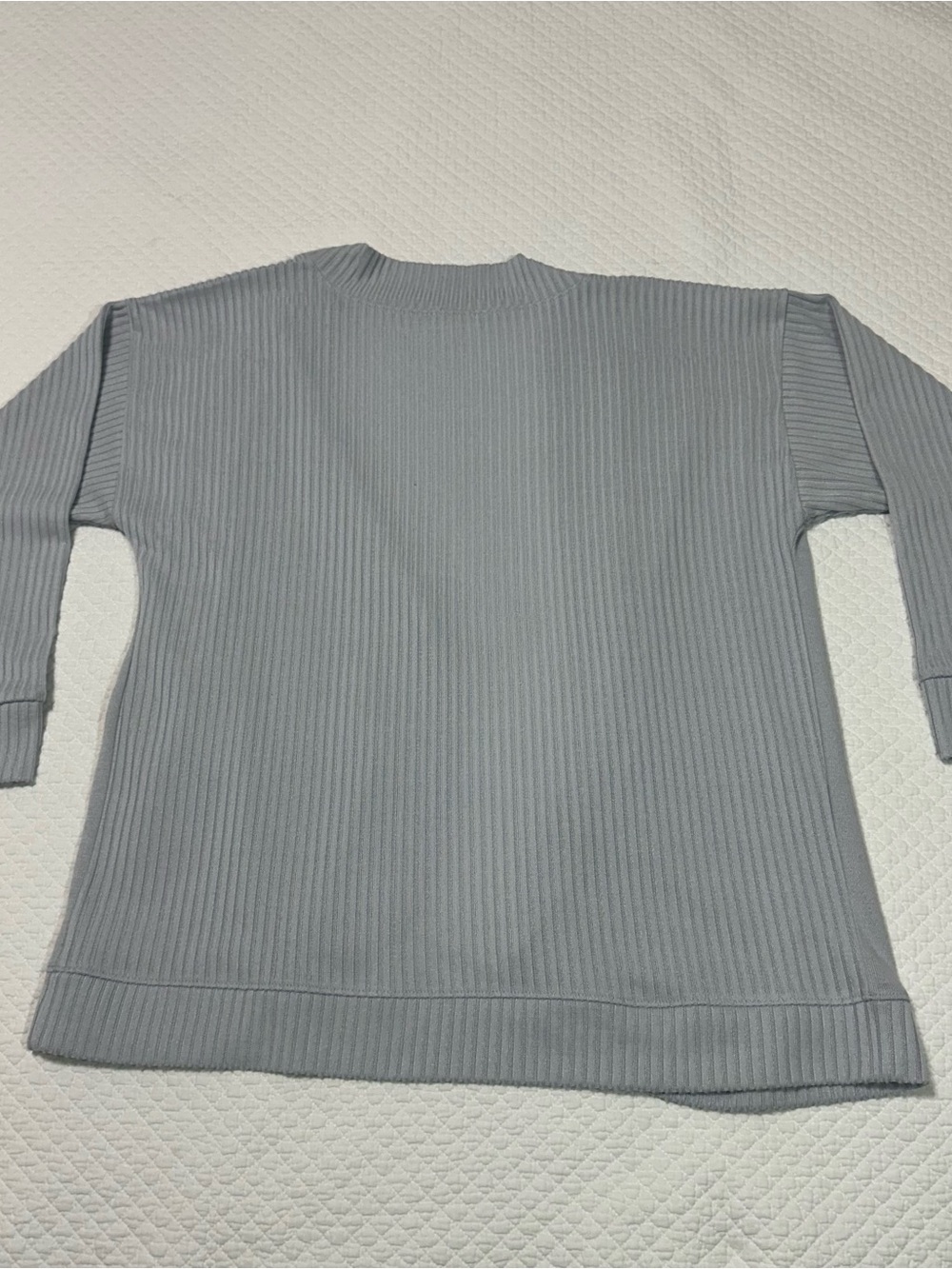 Open-Front Light Gray Ribbed-Trim Cardigan - Picture 2 of 6
